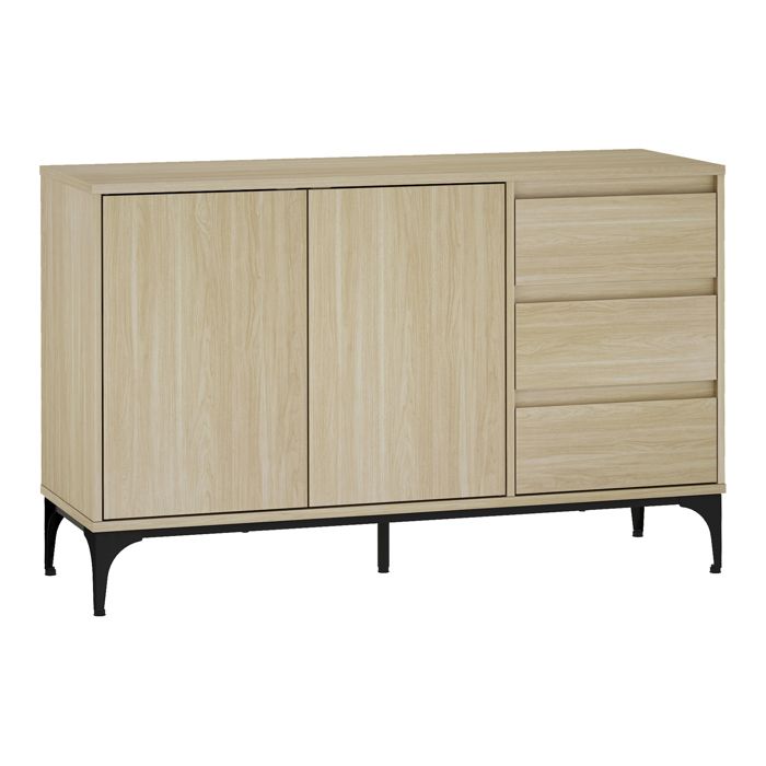 Buffet Kistiandi 77 x 120 x 40 cm effet chêne clair