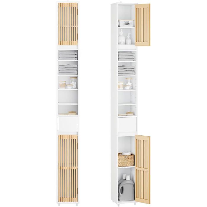 Colonne de Rangement Salle de Bain - SoBuy - BZR34-BW - 6 Étagères - Blanc - 20x20x180cm