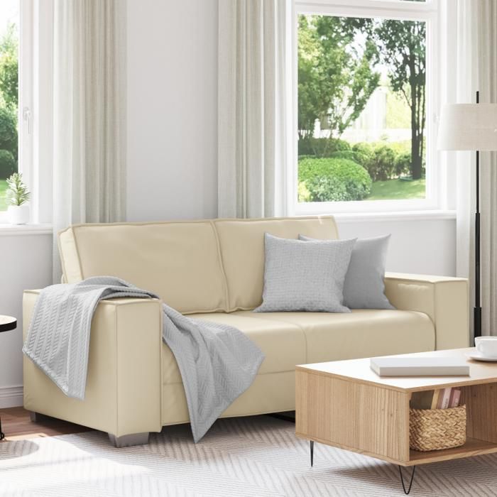 Canapé loveseat crème 140 cm en simili cuir