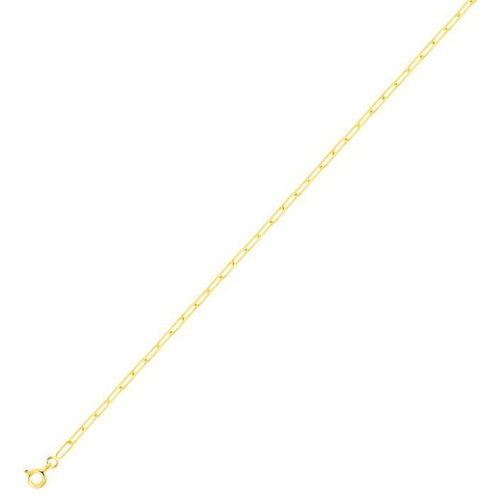Chaîne de Cou - Femme - Forçat - Trombone - Fine - 45 cm - 1 2 mm - Plaqué Or Jaune 750/1000 - 3 Microns