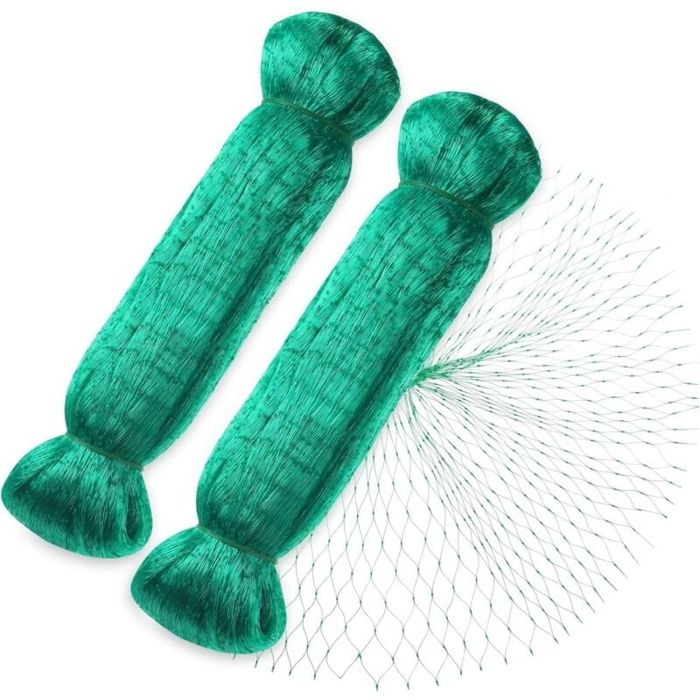 Filet anti-oiseaux vert 2 x 4×10 m (80 m²) – maille 15 mm protection jardin et verger