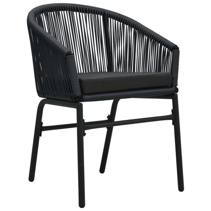 “Winter SaleTOP Chaise de jardin Noir - Chaises de jardin lot de 2 Noir Rotin PE PRO83076