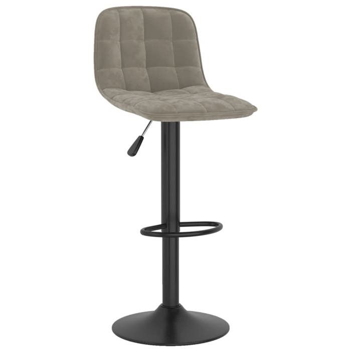 Gris Chaises de bar - SOLOMON - (lot de 2) - Fauteuils cuisine - gris clair velours TT523