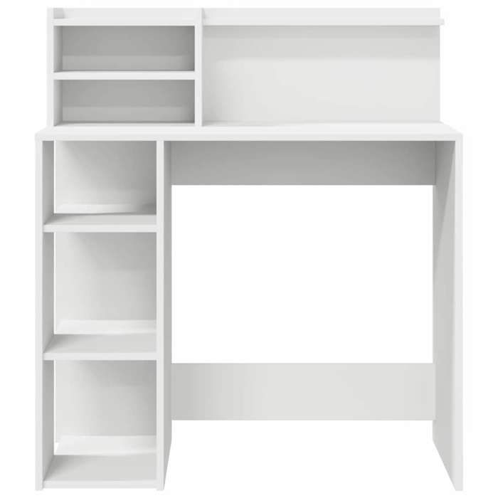 Bureau BURKE Blanc Table à écrire - 1 PERSONNE - avec étagère - Blanc 90x48x1015 cm - Bois dingénierie BB1040
