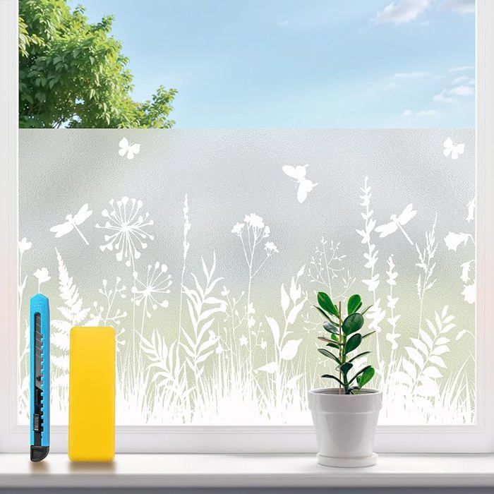 Film Occultant Fenêtre Décoratif Fleurs 75x200 cm
