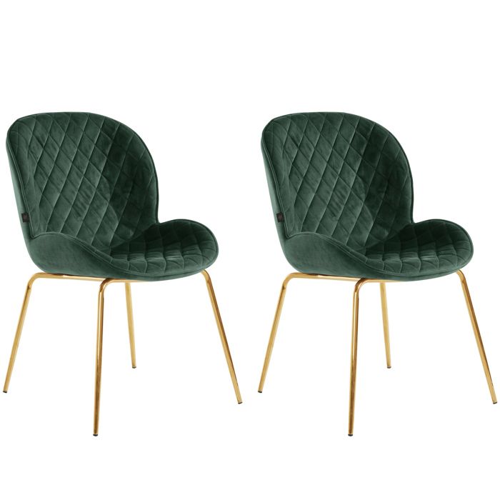 Mia-chaises De Salle à Manger Tapissées Lot De 2 En Velours Vert Foncé Mia-chaises De Salle à Manger Tapissées Lot De 2 En Velours Vert Foncé