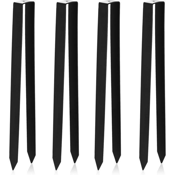 Piquets de fixation en métal - ESTAMPILLE - 30 cm - Noir - Lot de 4 - Résistant à la rouille - Installation facile
