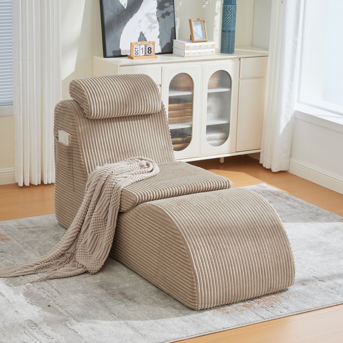 DRIPEX Fauteuil Paresseux avec dossier et appui-têteFauteuil de loisirs de forme ergonomiqueCoussin dassise amovibleMarron