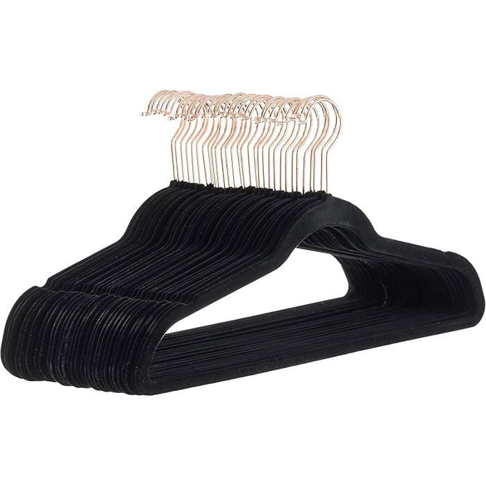 Lot de 30 cintres assortis pour suspendre et ranger costumes pantalons et vestes Noir/Or 30 pièces NOIR OR ROSE PORTE-PANTALON