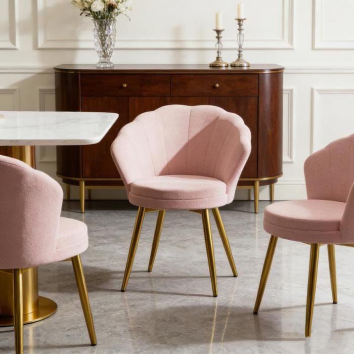 FAUTEUIL VELOURS POUR SALLE À MANGER PEACHES REMBOURRÉ DESIGN MODERNE Rose 42* 40 * 80 cm