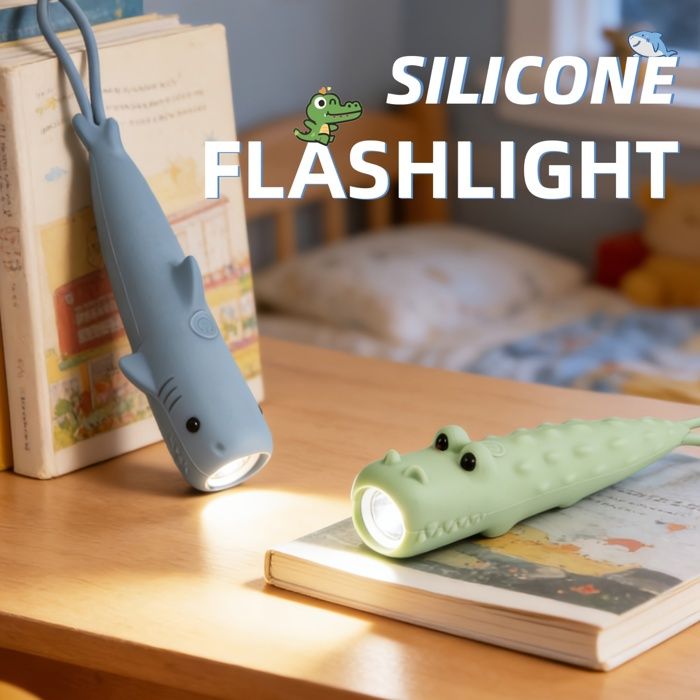 Lampe de poche - SAGRANDIR - Crocodile - Rechargeable - Silicone doux anti-choc - Main/Suspendue