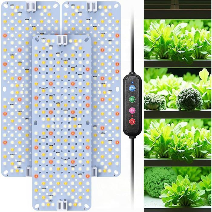 Set de 3 lampes de croissance LED 40W pour plantes d’intérieur spectre complet fonction daisy chain et programmateur