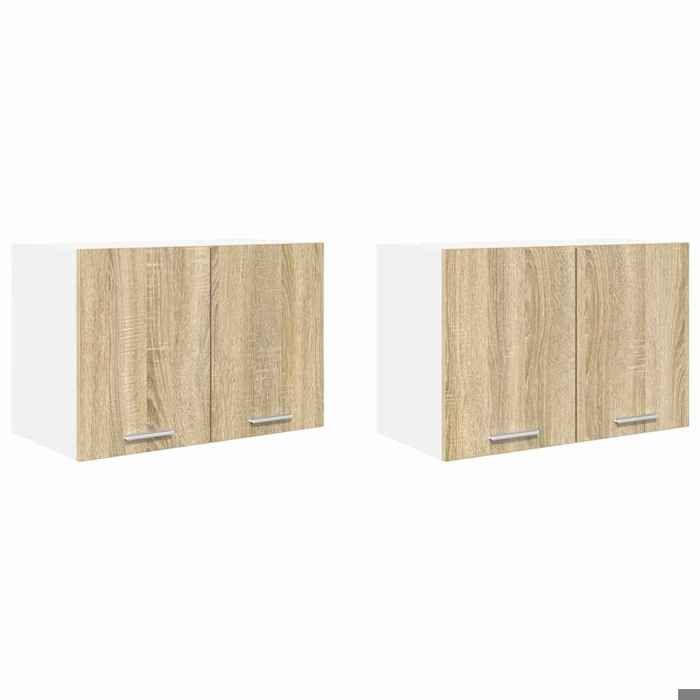Armoire suspendue - Lot de 2 - Vidaxl - Usage intérieur - Chêne Sonoma et Blanc 60x31x40 cm 532382guk16l