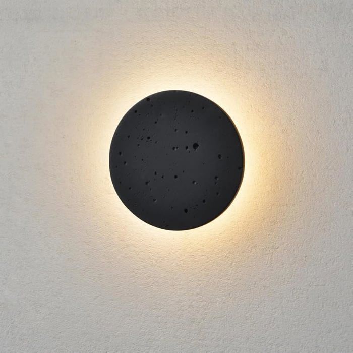 Lampe Murale Led IntérieureLampe Murale en Béton NoirLampe Minimaliste Ronde pour Chambre8w Bnc G 285w/Bk de