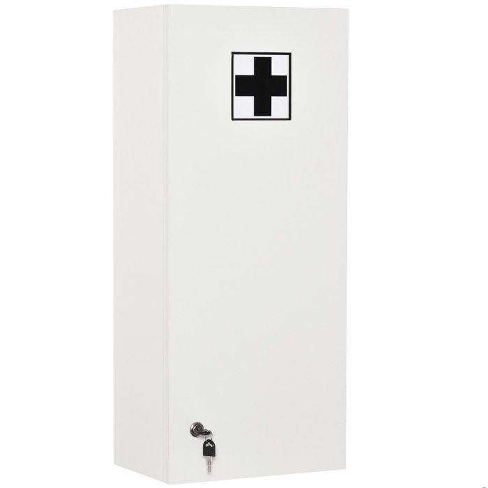 Armoire a pharmacie murale verrouillable 30 x 20 x 70 cm avec 4 etageres interieures reglables blanc