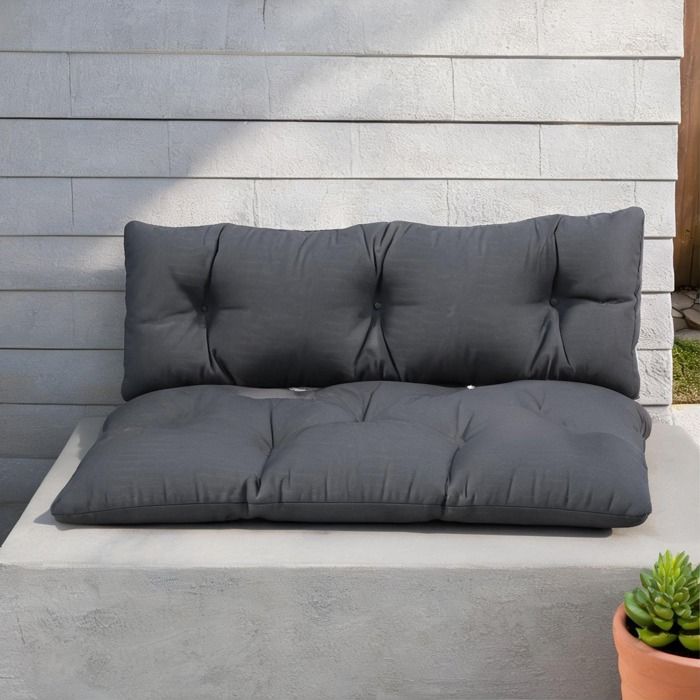 Ensemble 2 coussins banquette extérieur polyester hydrofuge gris 120 x 60 cm - Gris Polyester 120 x 40 x 15 cm Ref FC5NEA