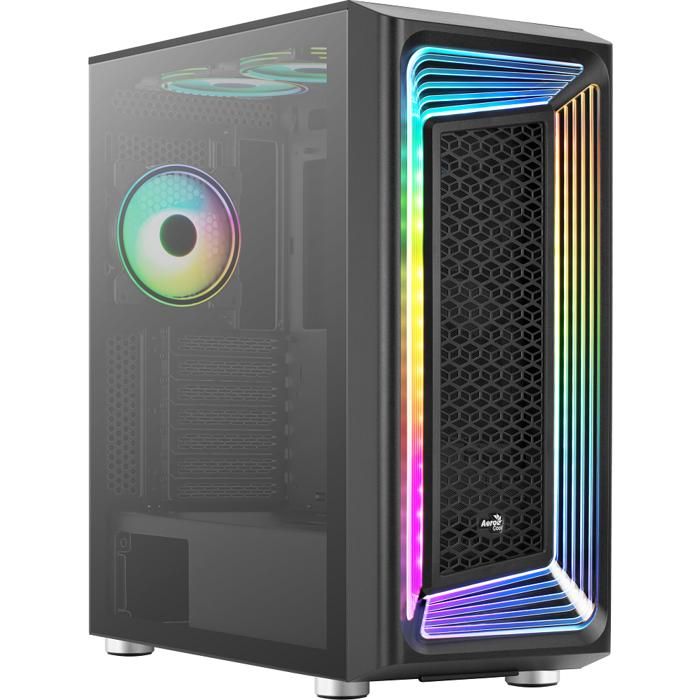 Boîtier PC Moyen Tour ATX – Aerocool – Interstellar RGB – Panneau vitré – Noir – Taille unique