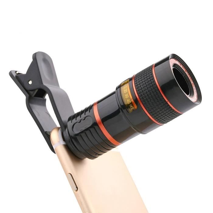 HD 12x Zoom optique caméra télescope objectif de mise au point Photo avec pince pour la photographie de télép