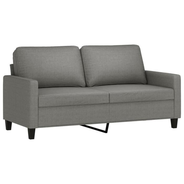 vidaXL Canapé 2 places avec oreillers gris foncé 140 cm tissu - Achat & prix