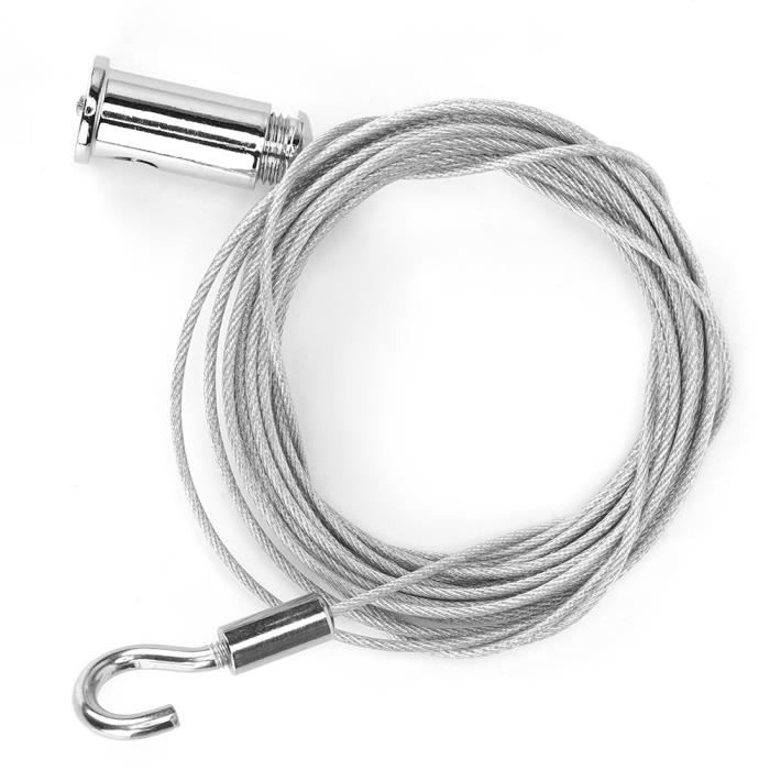 Lot De 6 Câbles De Suspension Acier Inoxydable 1,5mm X 2m - Pour Luminaires, Panneaux LED, Décoration - Avec Accessoires De Fixation