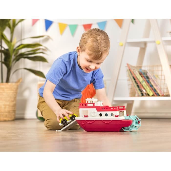 Goki – Bateau à Ballon Multicolore – 14,5 X 6,3 X 6 Cm – Bois Naturel, 3 Ballons Inclus – Jeu D’eau Et D’imagination