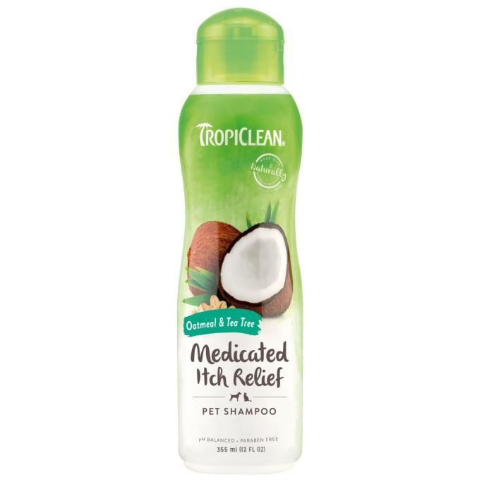 Shampooing anti-démangeaisons - TropiClean - Avoine & Tea Tree - Soulage démangeaisons & peau sèche - 355 ml