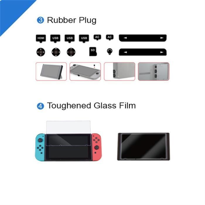 LLY71026106®Kit de protection 4 en 1 pour Nintendo Switch dur jeux de ...