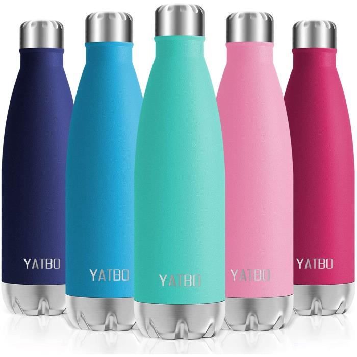 Gourde Isotherme En Acier Inoxydable 500ml Sans BPA - Double Paroi, Maintient Chaud 12h Et Froid 24h