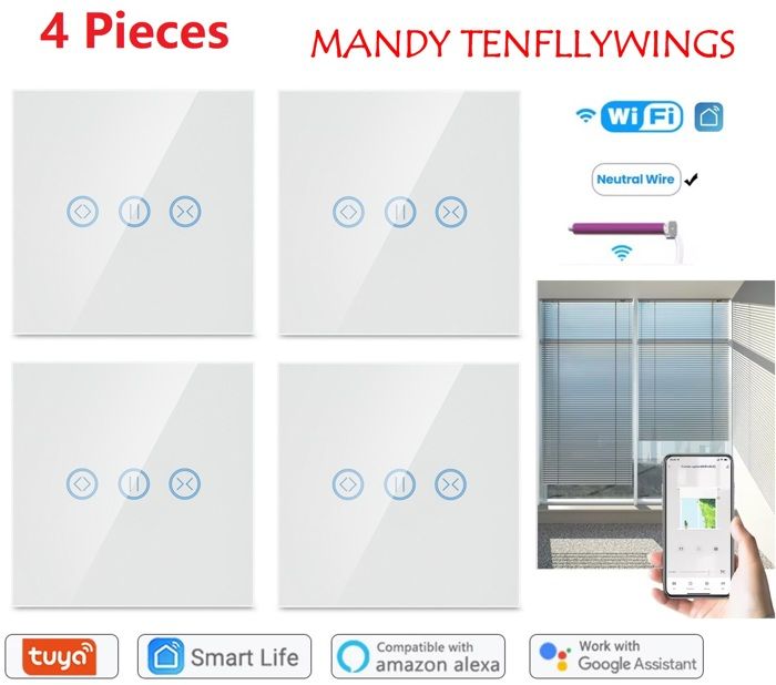 4pcs Interrupteur Volet Roulant Connecté WiFi Commutateur Intelligent Volet Roulant