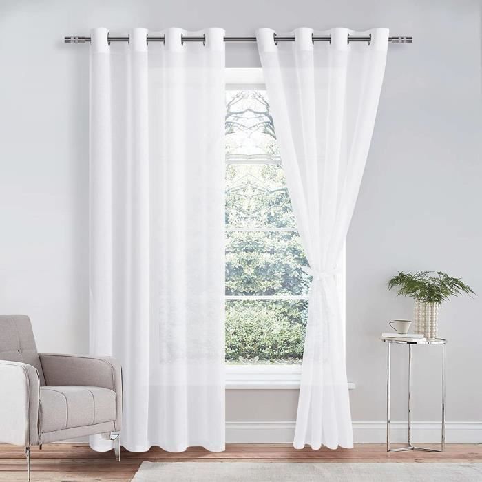 Rideau Voilage Rideaux Dégradé à Oeillet Voilages Lot de 2, L132 x H160