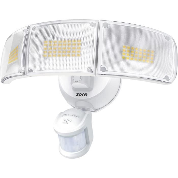 Projecteur LED Extérieur 35W 6000LM - 3 Têtes Ajustables, Détecteur Mouvement + Télécommande, IP65