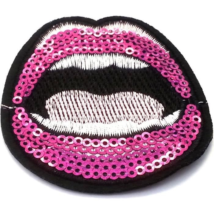 Patch Thermocollant Bouche Rouge à Lèvres - écusson Brodé à Repasser Sur Vêtement