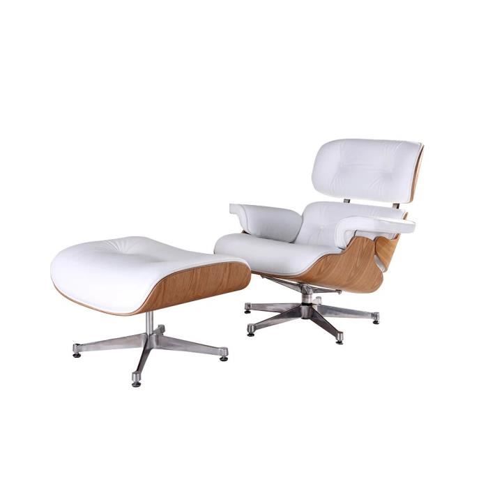 canapé inclinable classique ty308 fauteuil en frêne avec peau de vache blanche polie chaise longue pivotante à grande tête
