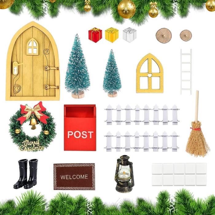 Maison De Poupée Noël Accessoires Décoration Super Idee Porte De Lutin - Kit De Noël Miniature