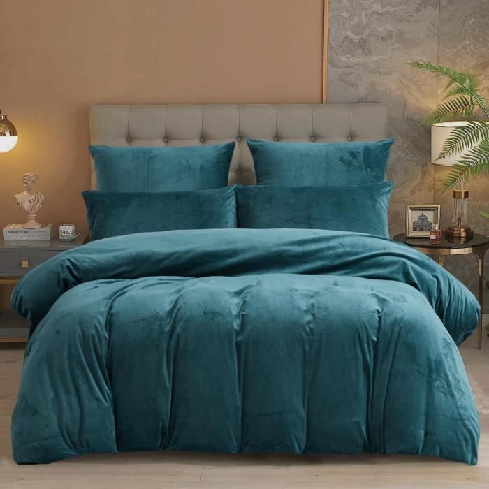 Parure De Lit Réversible En Velours Côtelé - Housse De Couette 135x200 Cm + Taie 80x80 Cm - Douce Comme Du Cachemire, Thermorégulatrice