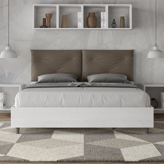 Lit double Egos Appia 160x190 sans sommier - Marron - Egos Lit double Egos Appia 160x190 sans sommier - Marron - Egos