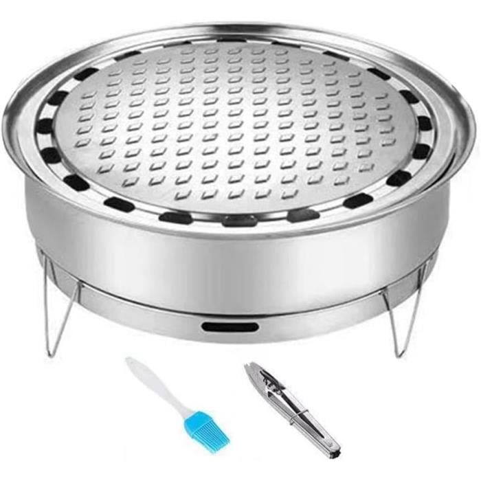 Grille Barbecue Ronde Acier Inoxydable 304 - Diamètre 45 Cm - Espacement 2 Cm - Pour Camping, Pique-nique - Facile à Nettoyer - 7