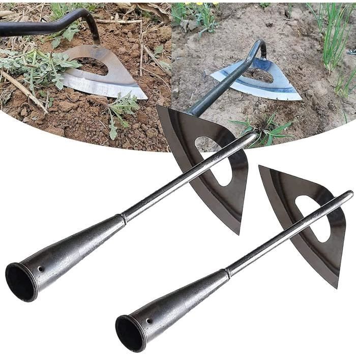 Kit Houe De Jardin Xforst - Mini Houe + Houe 4 Dents - Manche Hickory 40 Cm - Acier Forgé Noir - Outils Jardin Robustes