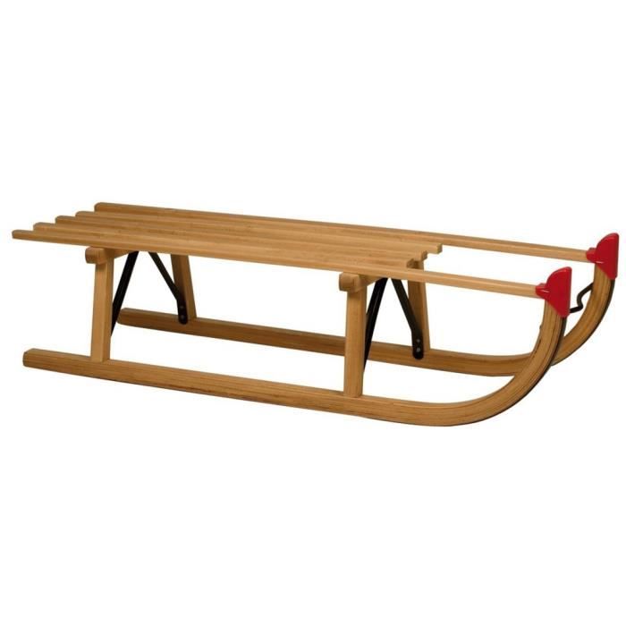 Luge En Bois Alpina Fun Modèle Davos - 90 Cm De Long, Max 75 Kg, Avec Patins En Acier Et Bois De Hêtre Certifiée TÜV