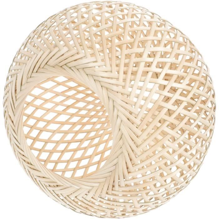 Abat-jour Boule En Rotin Tissé - Lot De 2 - 15x15 Cm - Style Pastoral - Pour Suspension Ou Plafonnier - 3