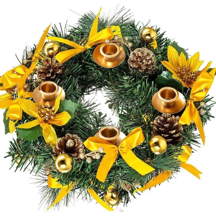 Couronne De Noel Porte Couronne Fleurs Artificielle Suspendues Decoration Noel Avec Bowknot Jingle Guirlande Sapin De Noel Porte Decoration 98991495