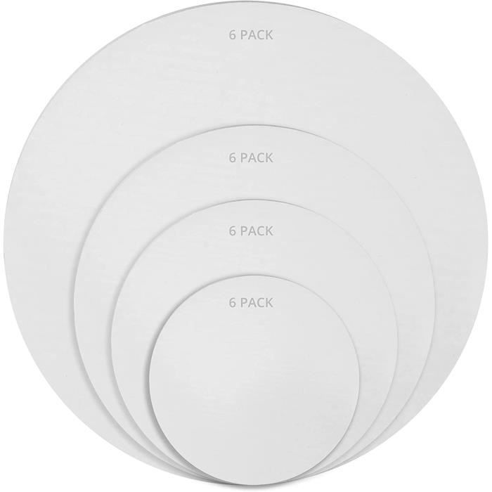 Plateaux à Gâteau Ronds 15 Cm - Lot De 25, Carton Ondulé Blanc, Réutilisables