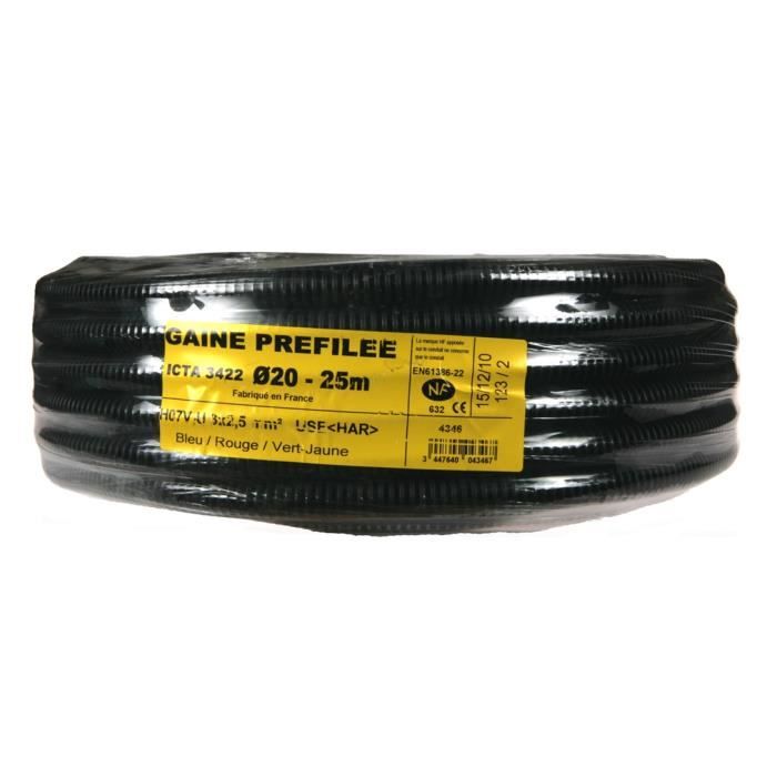 Gaine Préfilée ICTA Multi-conducteurs H07 VU - 3G1,5 Mm² - Couronne De