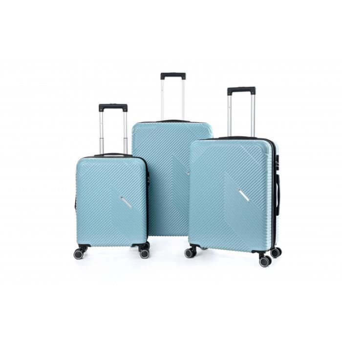 lot de 3 valises extensibles rigides + 30% de volume - lys paris - bleu ciel - a
