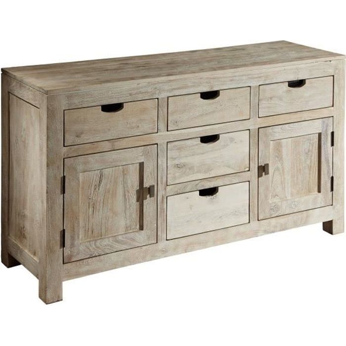 Buffet basNATURE WHITE#80beige140x42x80 cm (BxTxH)bois massif