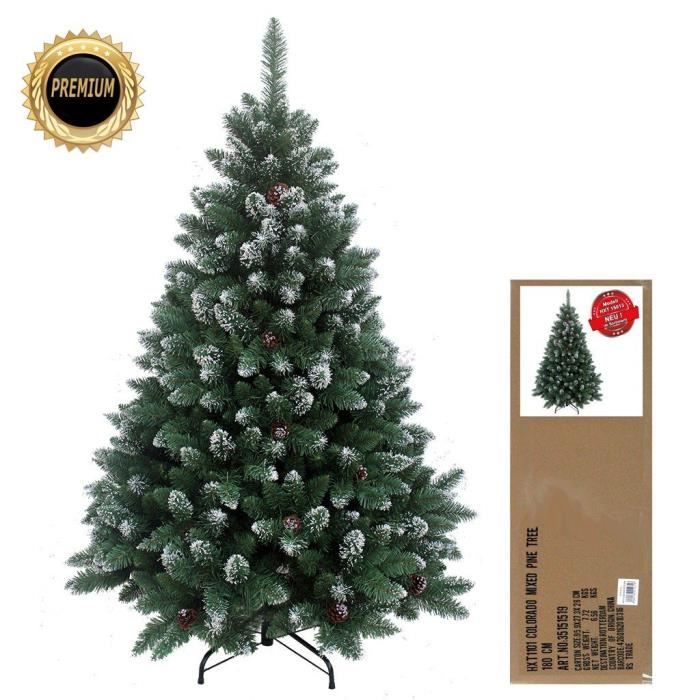 210 cm arbre sapin de Noël artificiel avec de la neige et de pommes de
