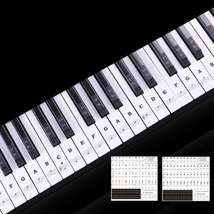 Yosoo Clavier électronique amovible de 88 touches piano note touches  blanches autocollants étiquettes pour les débutants, autocollant amovible  piano, autocollant de clavier