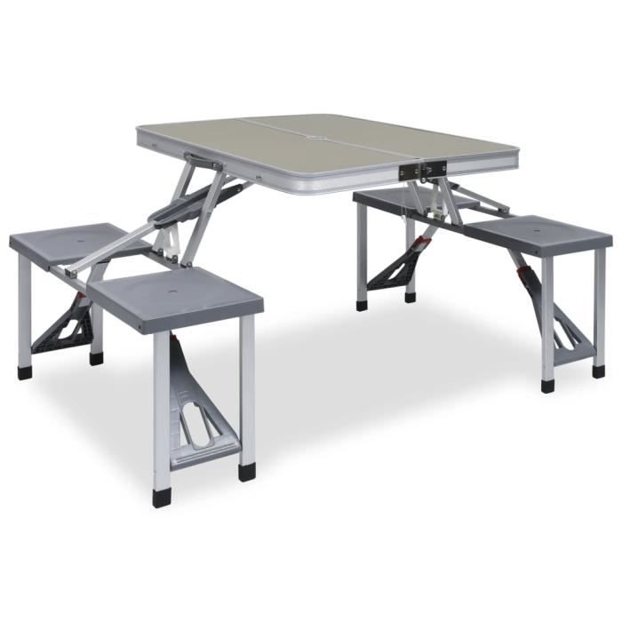 Table pliante de camping Avec 4 sièges  Valise portable  Avec Trou de