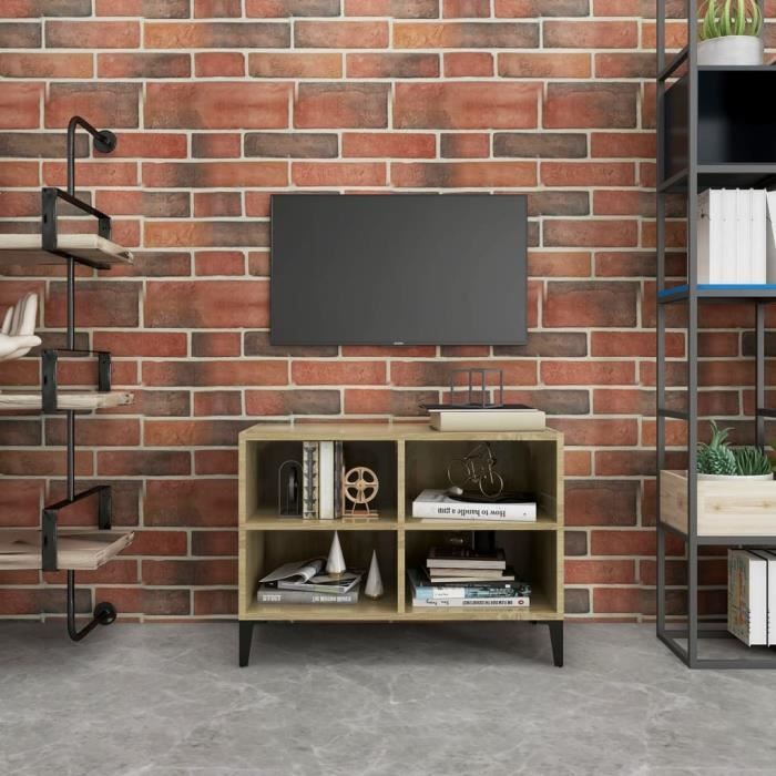 Petit Prix Meuble TV avec pieds en métal Chêne sonoma 695x30x50 cm®YDVRWN®