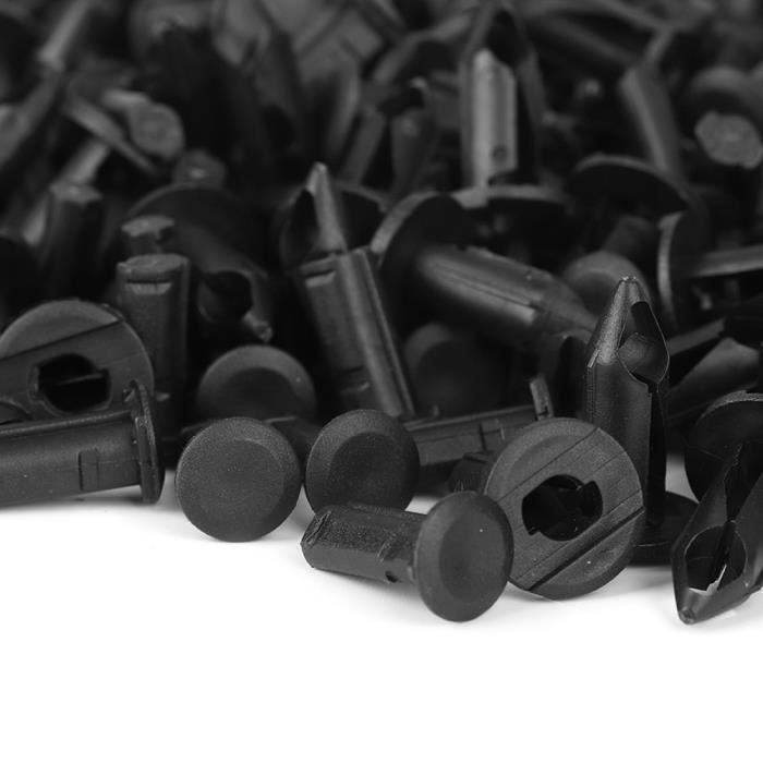 100pcs rivets de pare-chocs de pare-chocs de voiture noire en plastique push clips attaches 